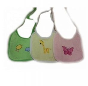 Набор нагрудников с вышивкой, 2 слоя, 100% хлопок, 3 шт. в упаковке (Kidboo, BN00604)